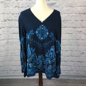 NWT Magnolia Grace dark blue blouse